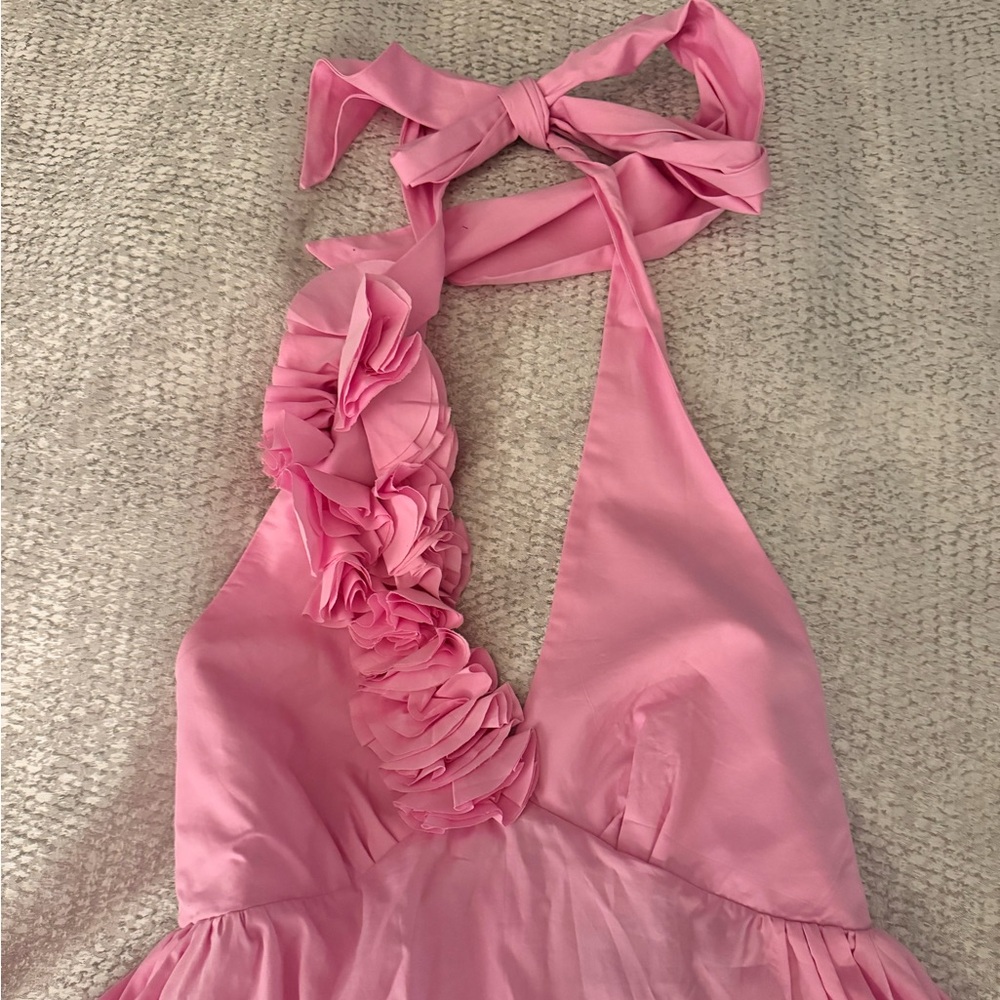 Kika Vargas Avril floral-appliqué cotton-poplin top pink M NWT - Picture 2 of 6